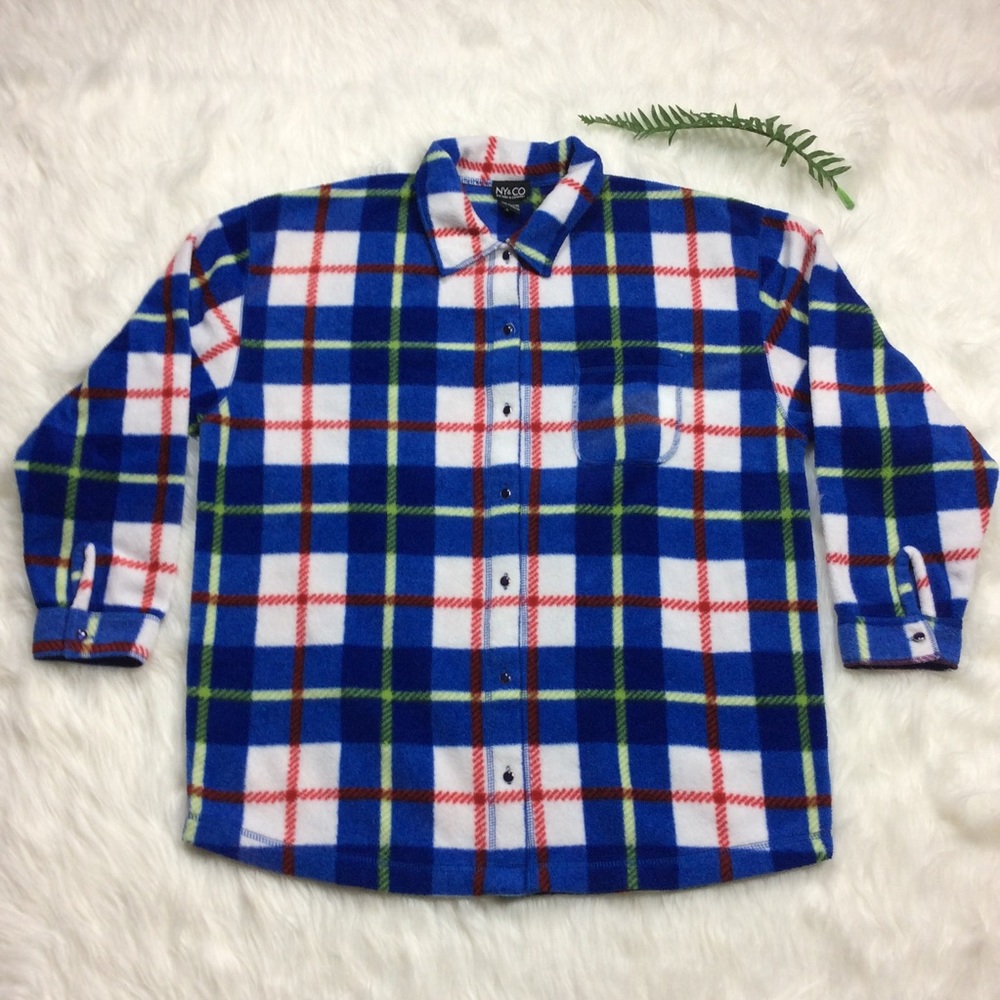 NY & Co fleece plaid button-up shirt sz XL